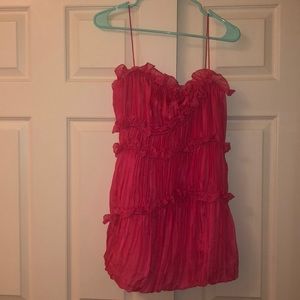 Free people pink satin ruffle dress